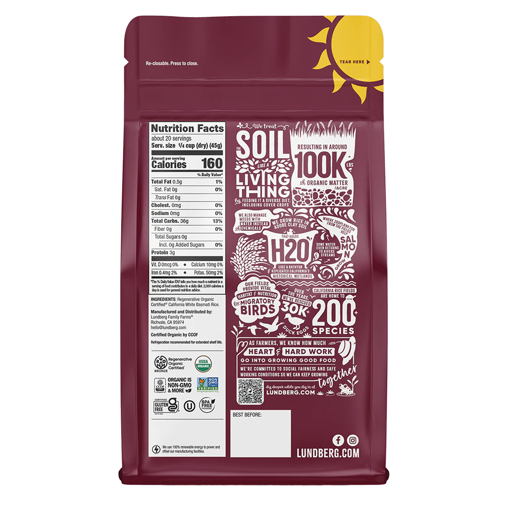 Lundberg Organic White Basmati Rice 908g