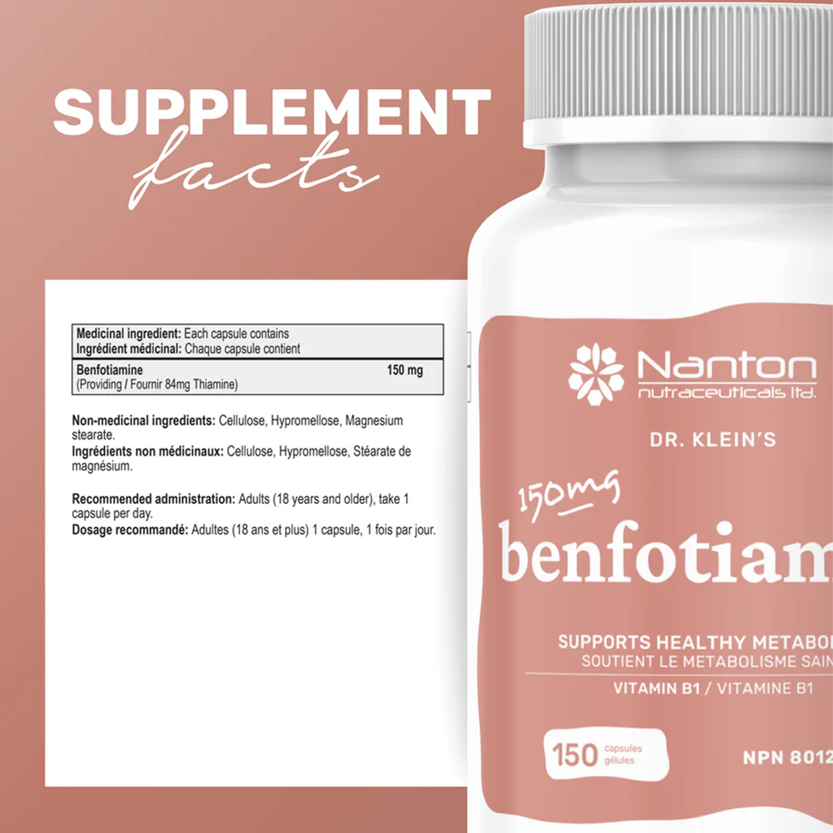 Nanton Benfotiamine B1 150 Vegetarian Capsules