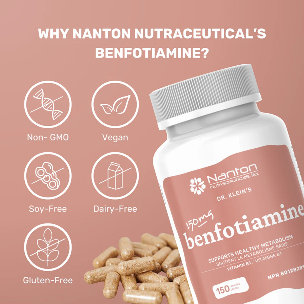 Nanton Benfotiamine B1 150 Vegetarian Capsules