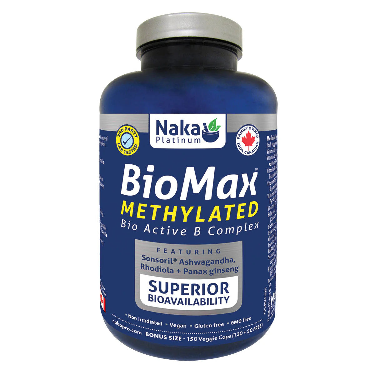 Naka Platinum Pro BioMax Bio Active B Complex Bonus 150 Veggie Caps