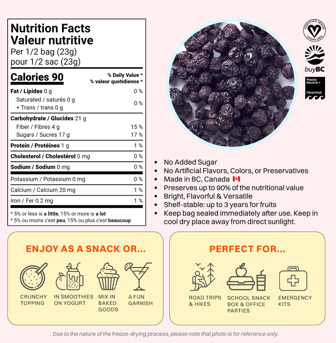 OHME Freeze Dried Whole Blueberries 46g