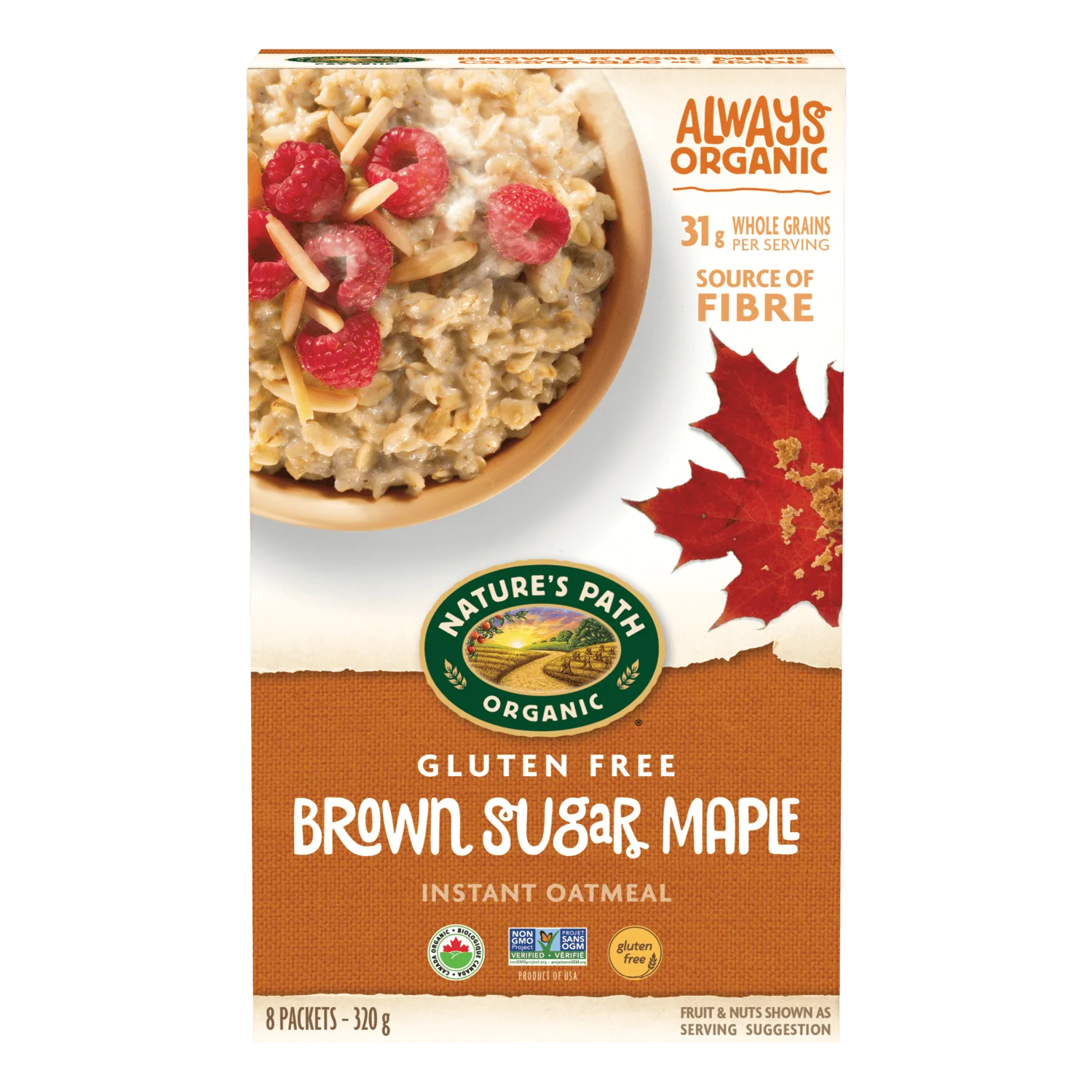 Nature's Path Organic Brown Sugar Maple Instant Hot Oatmeal 8 Packets 400g