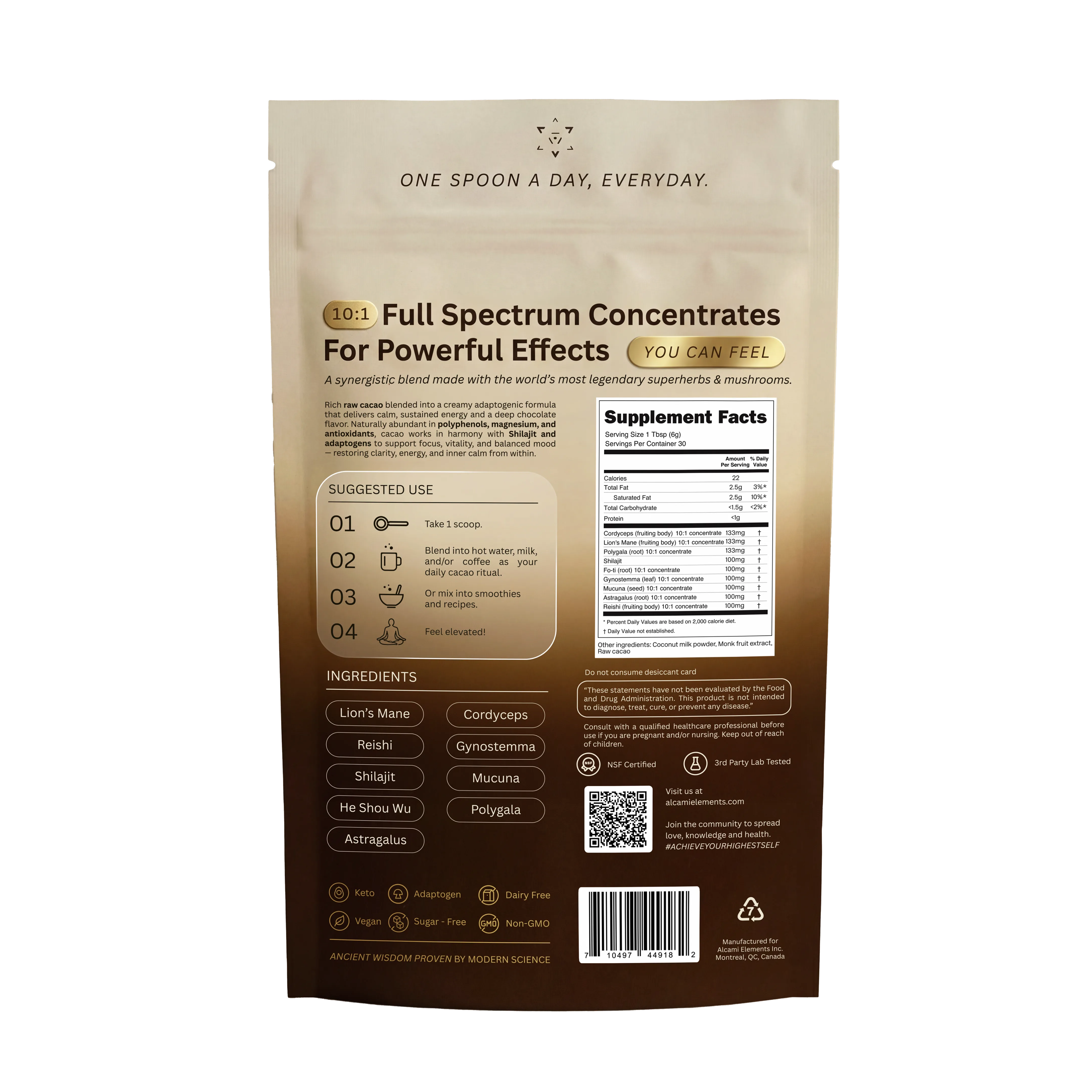 Alcami Elements Cacao Life Enhancing Blend 30 Servings 180g