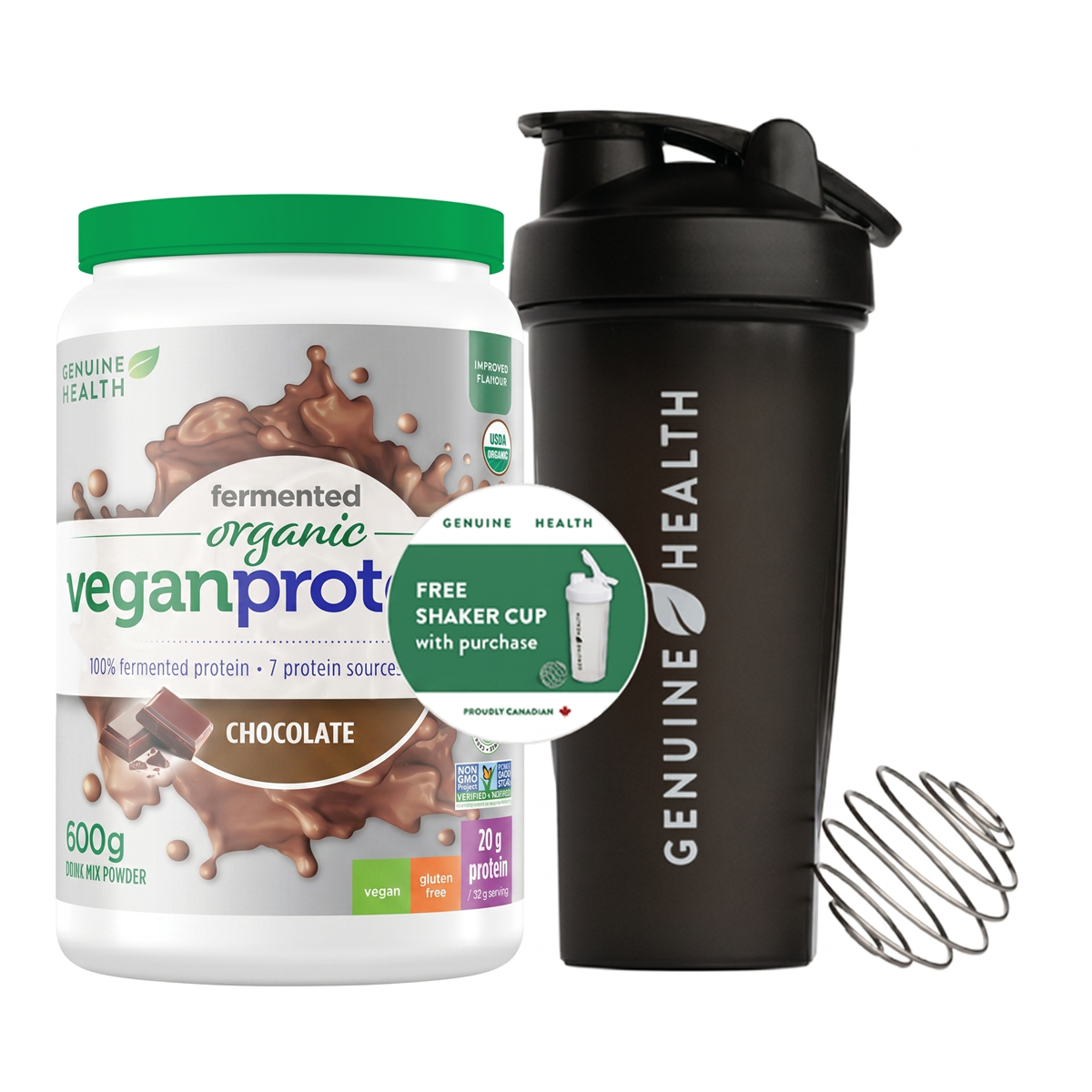Genuine Health Organic Fermented Vegan Proteins+ Chocolate 600g