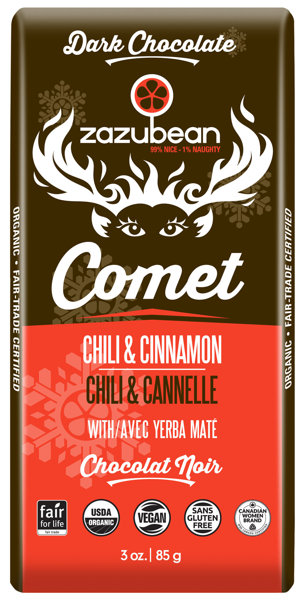 Zazubean Comet Chili & Cinnamon Chocolate 85g