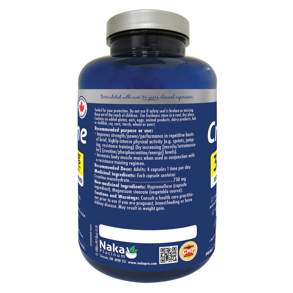 NAKA Platinum Creatine Monohydrate 3000mg 200 Vegetarian Capsules