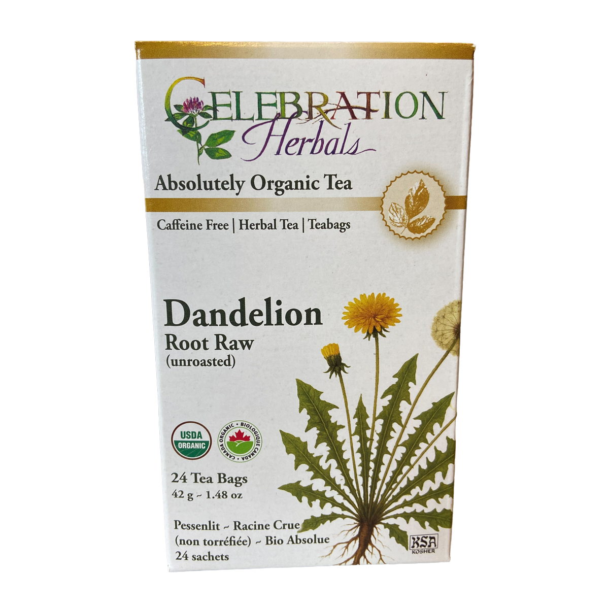 Celebration Herbals Dandelion Root Raw Organic 24 Tea Bags