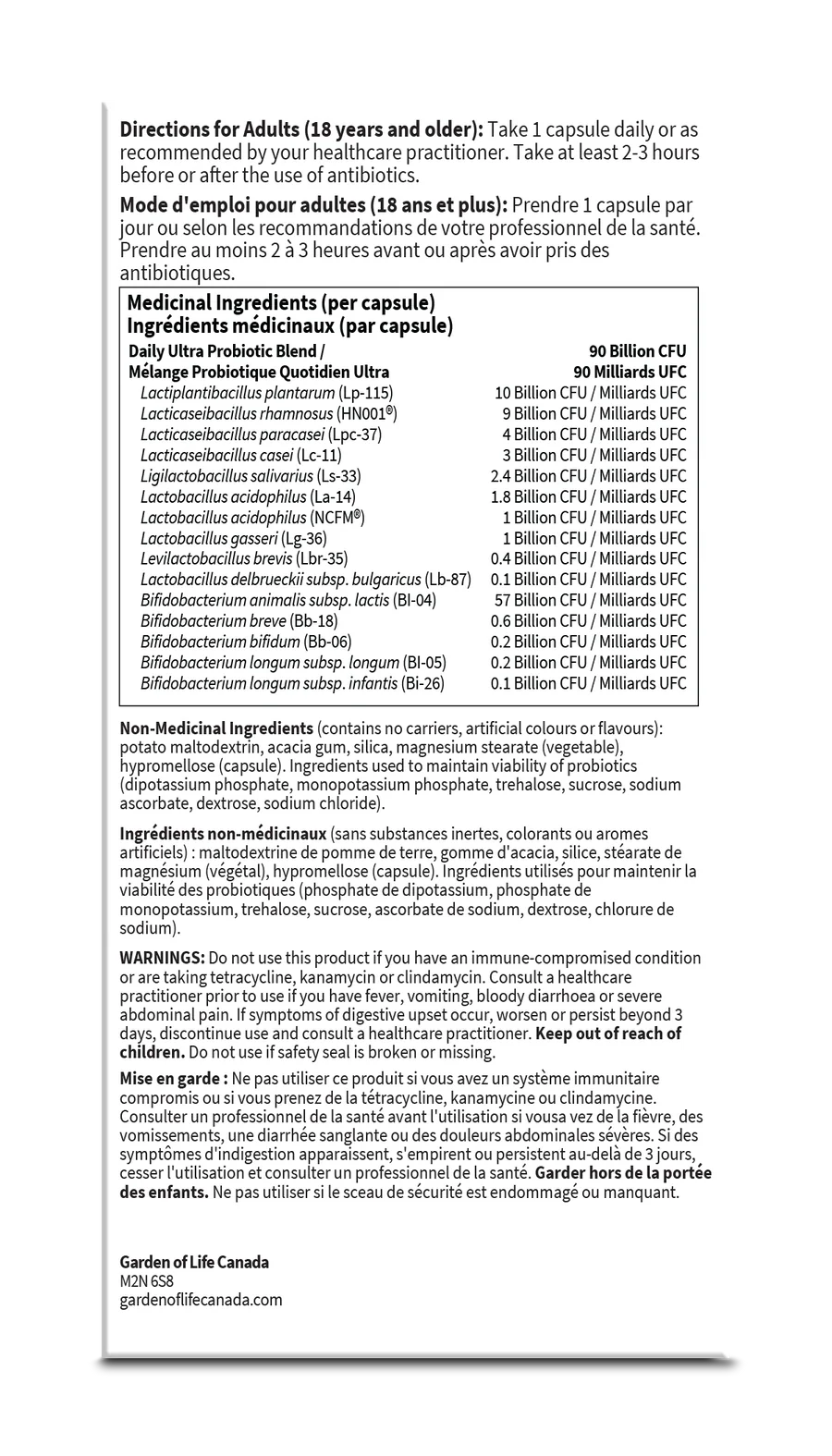 Garden of Life Dr. Formulated Probiotics Once Daily Ultra 90 Billion 30 Vegetarian Capsules