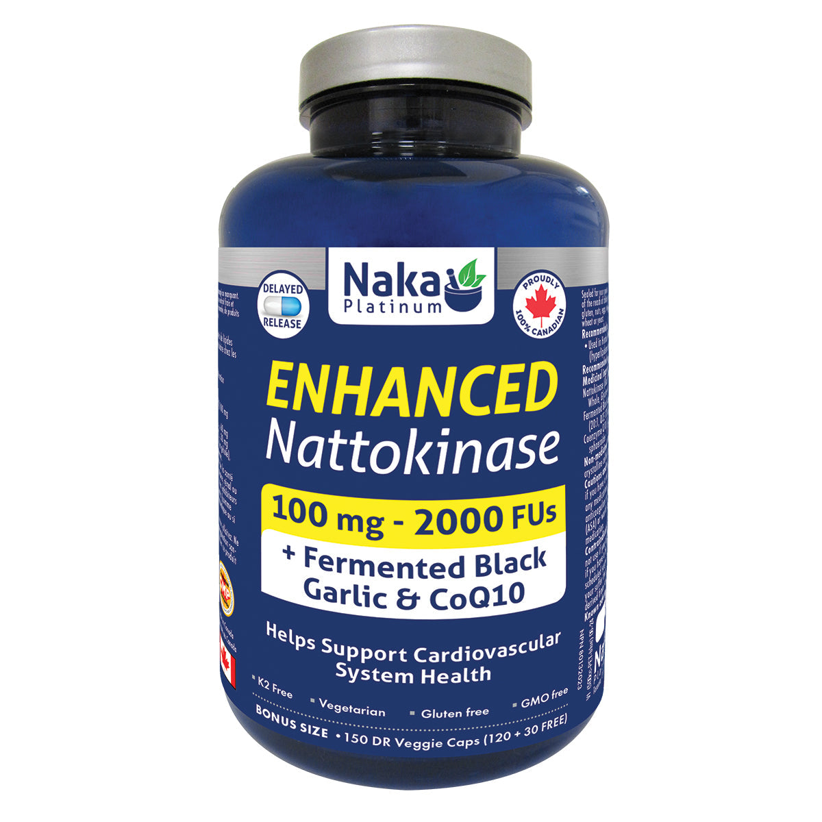 Naka Platinum Enhanced Nattokinase 100mg 150 DR Vegetarian Caps