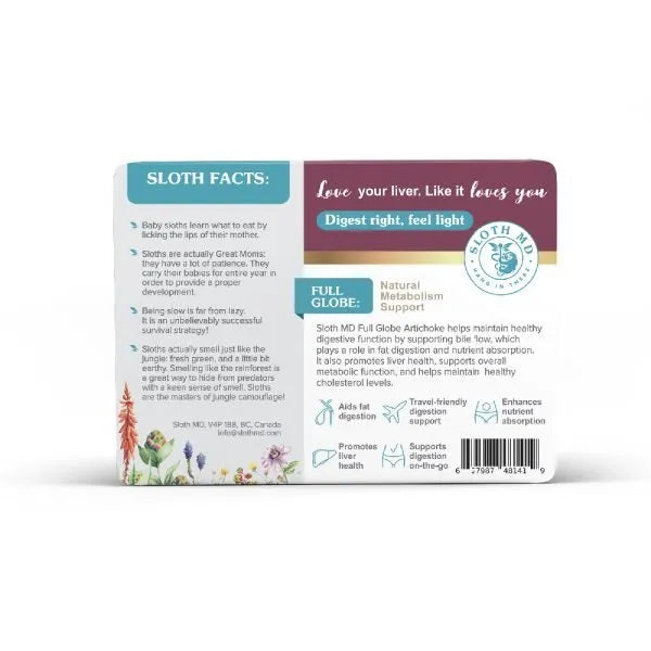 Sloth MD Full Globe Artichoke Travel Pack 10 Vegetarian Capsules
