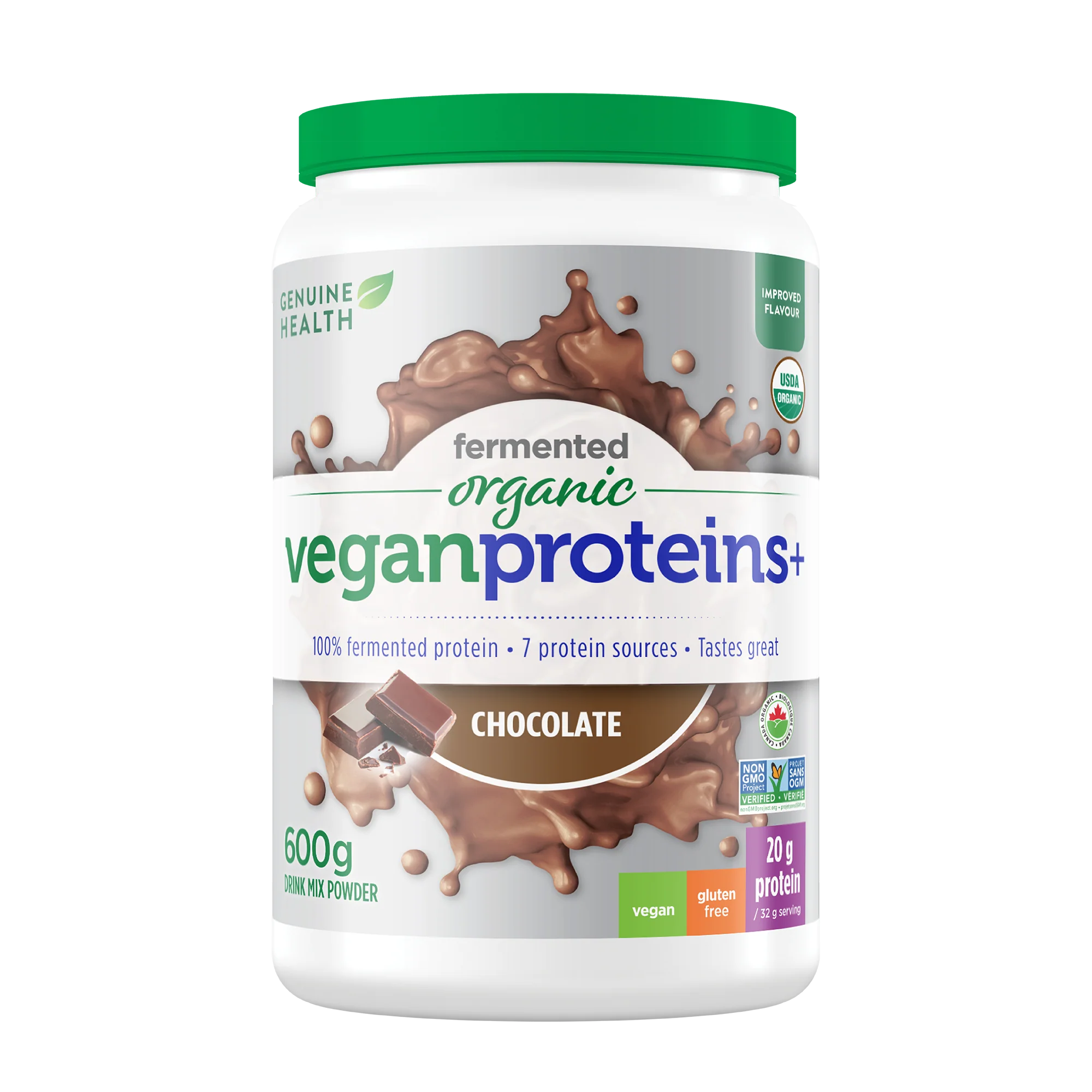 Genuine Health Organic Fermented Vegan Proteins+ Chocolate 600g