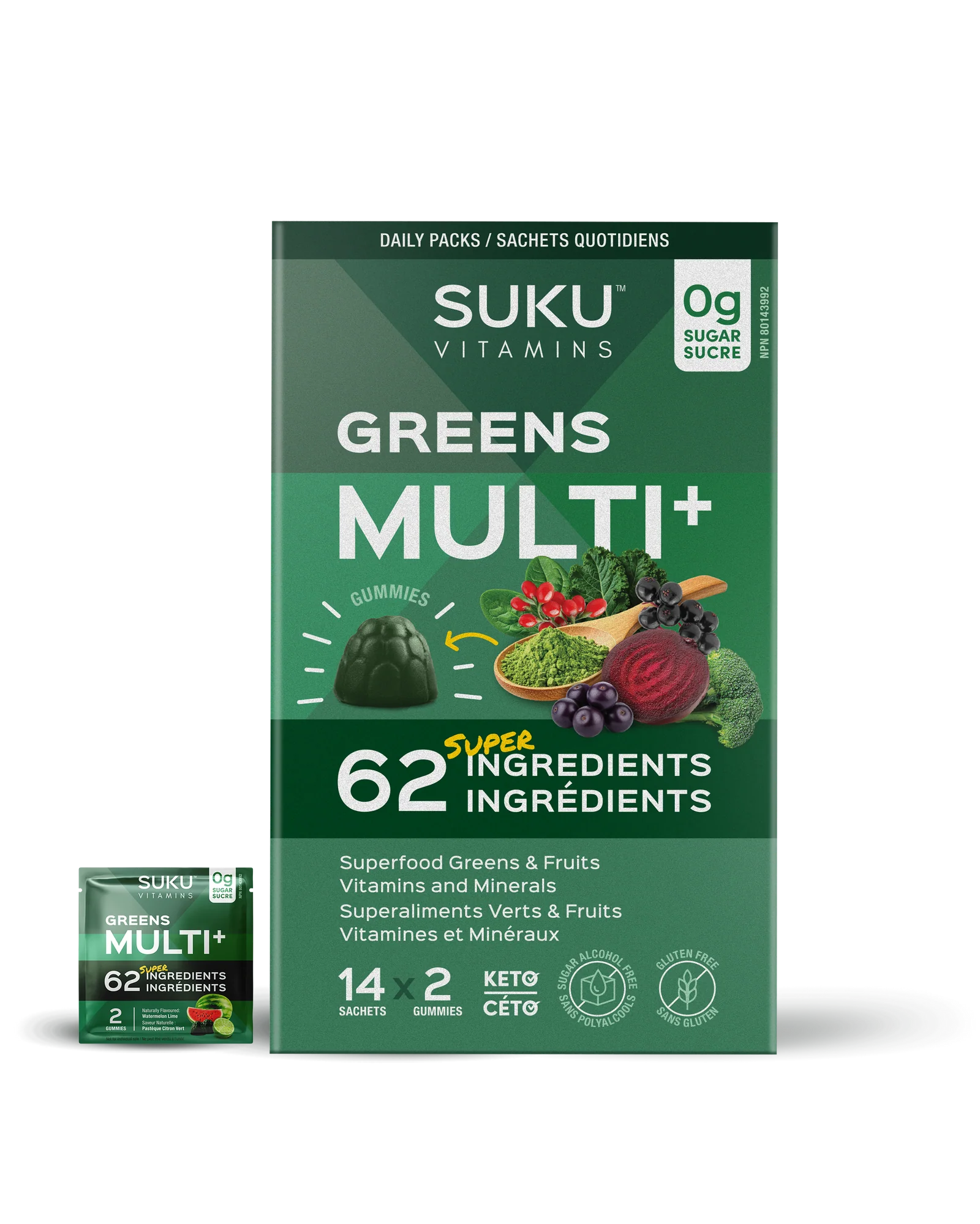 SUKU Greens Multi+ 14 Sachets (2 Gummies per Sachet)