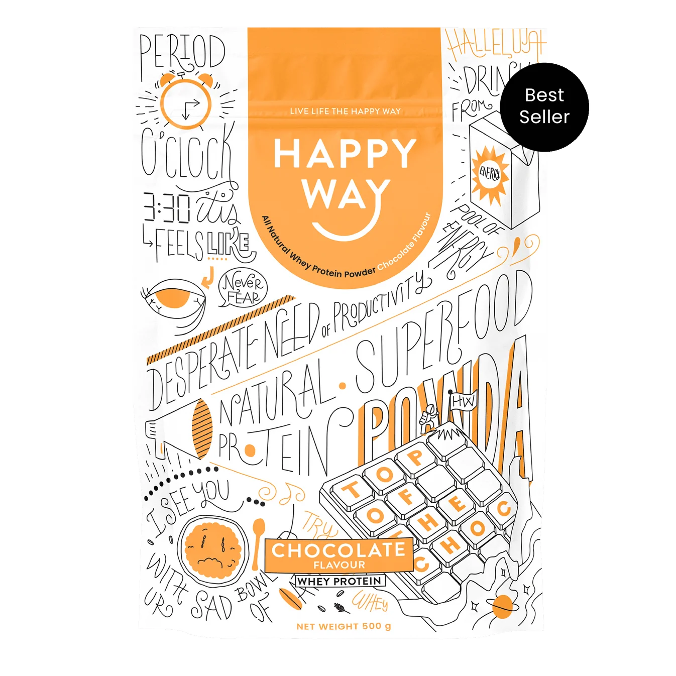 Happy Way Chocolate Whey Protein Powder 500g