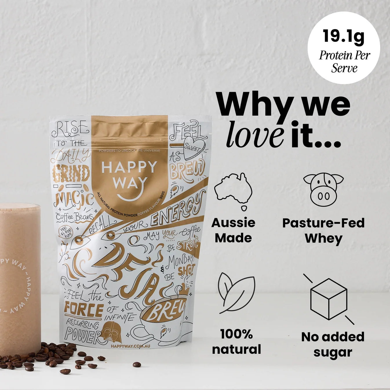 Happy Way Coffee Whey Protein Powder 60g