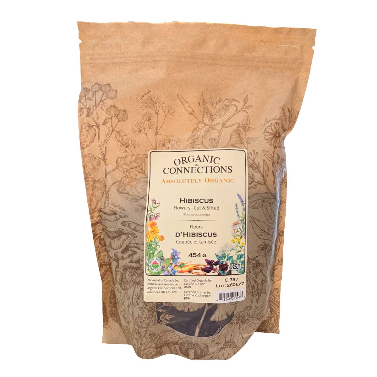 Organic Connections Organic Hibiscus Flowers Whole 454g