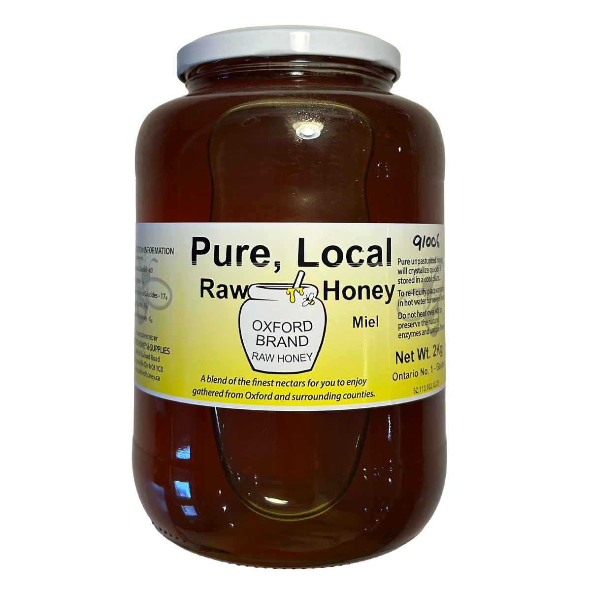 Oxford Honey Unpasteurized Liquid Honey Glass Jar 2Kg