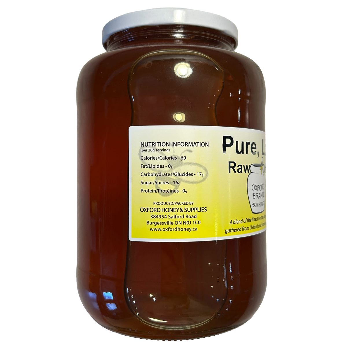 Oxford Honey Unpasteurized Liquid Honey Glass Jar 2Kg
