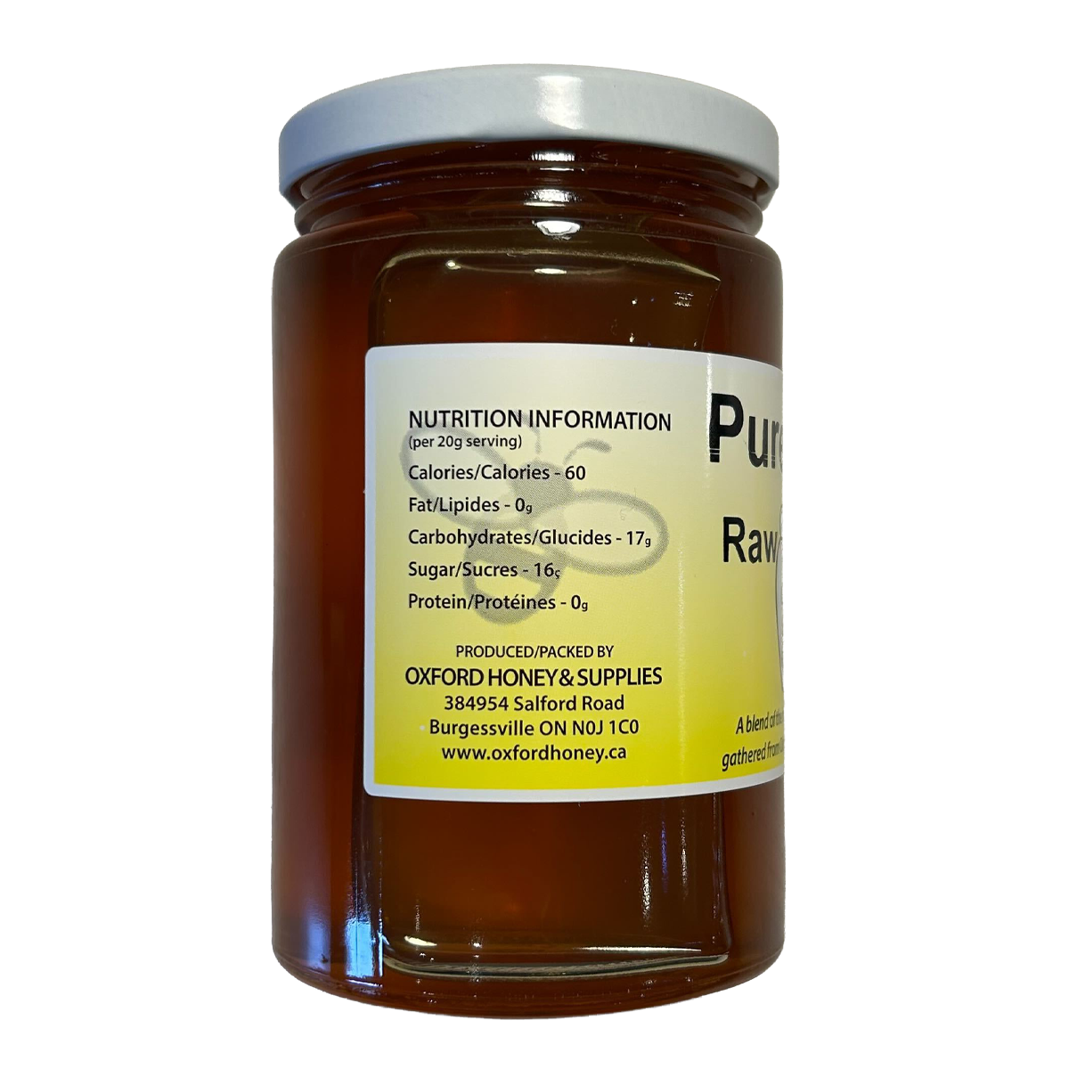 Oxford Honey Unpasteurized Liquid Honey Glass Jar 500g