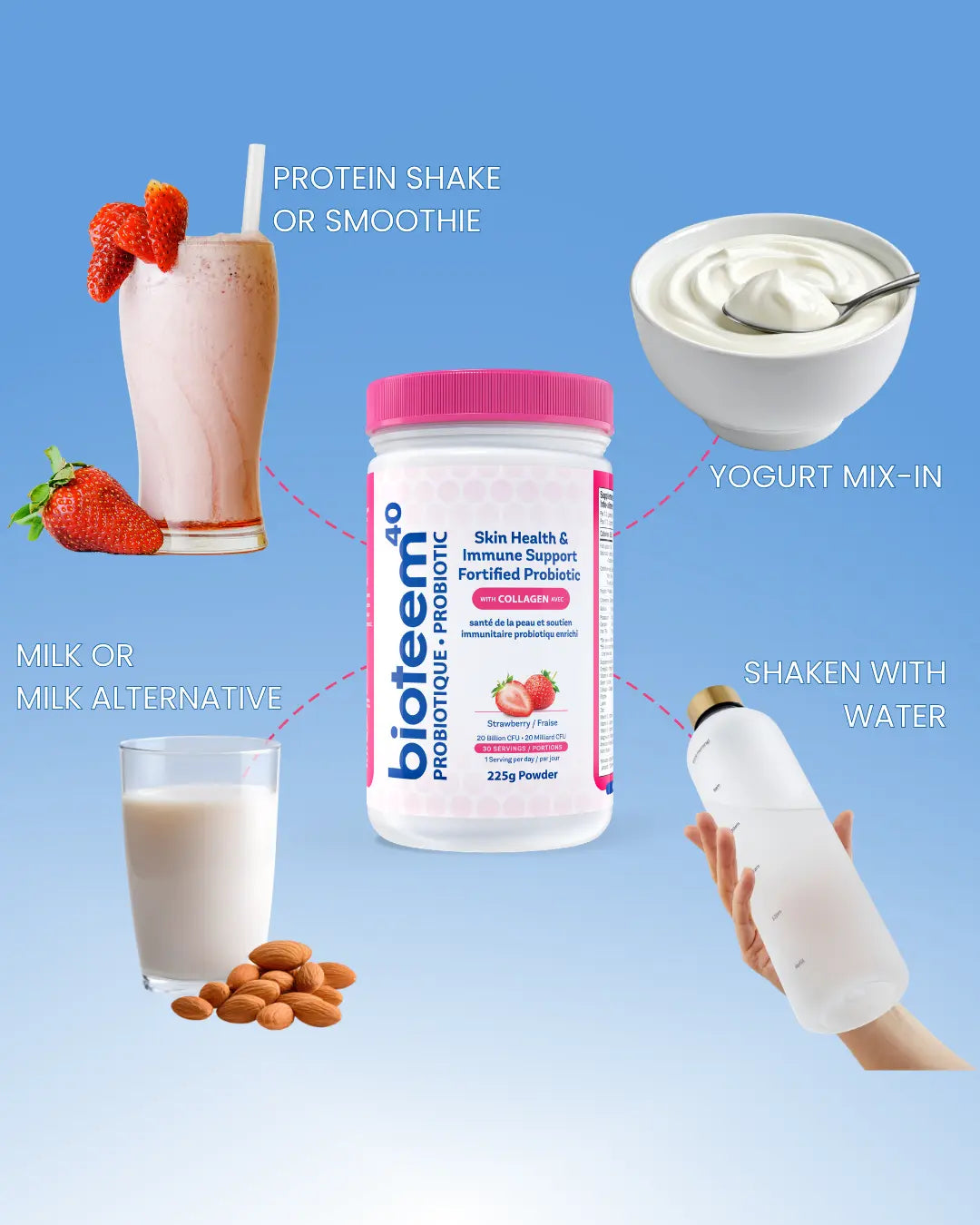 Bioteem40 Skin & Immune Support Powder Strawberry 225g