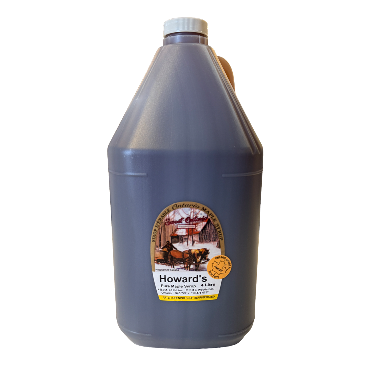 Howard's Amber Maple Syrup 4L Jug