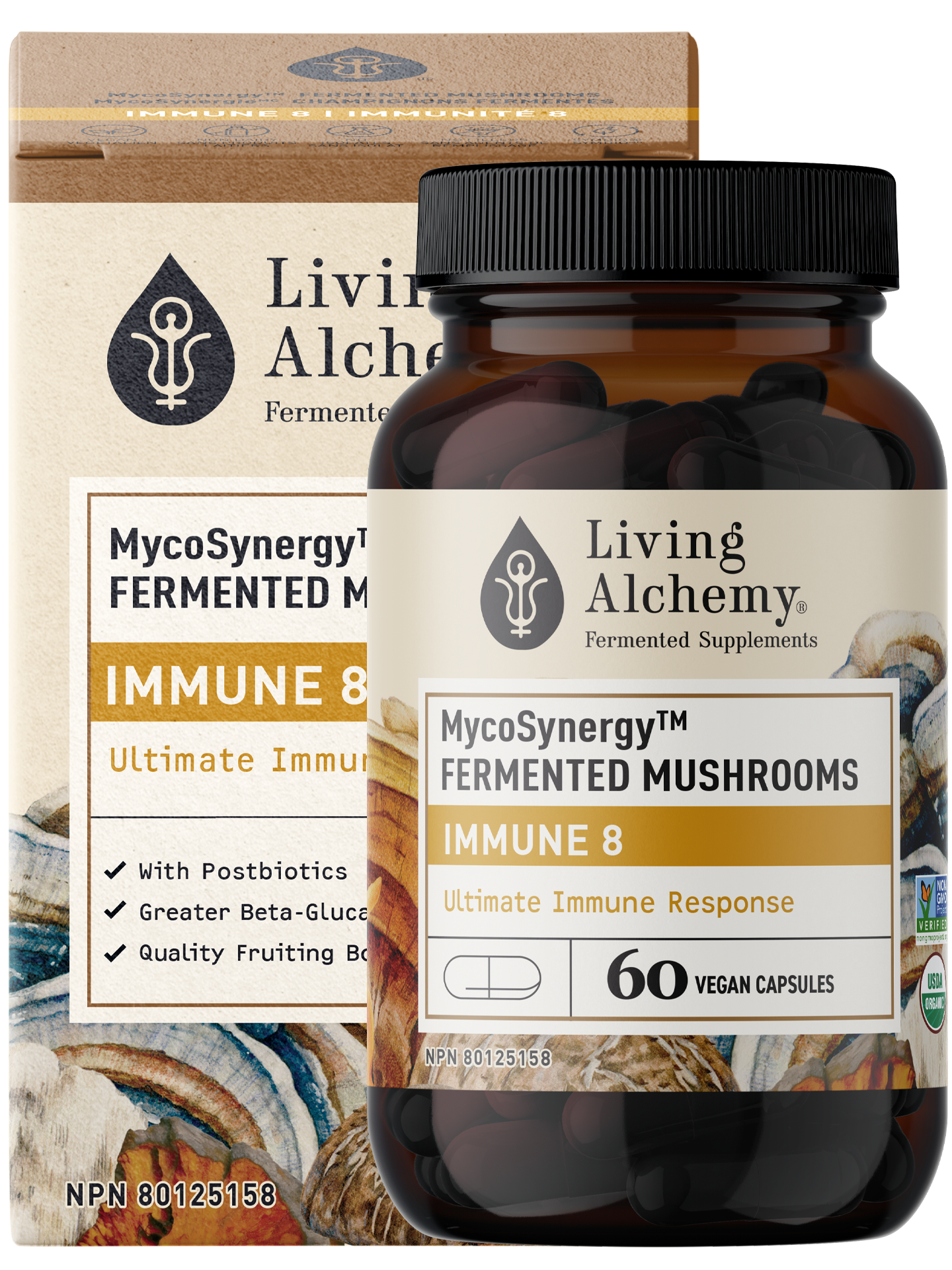 Living Alchemy Immune 8 Fermented Mushrooms 60 Vegetarian Capsules