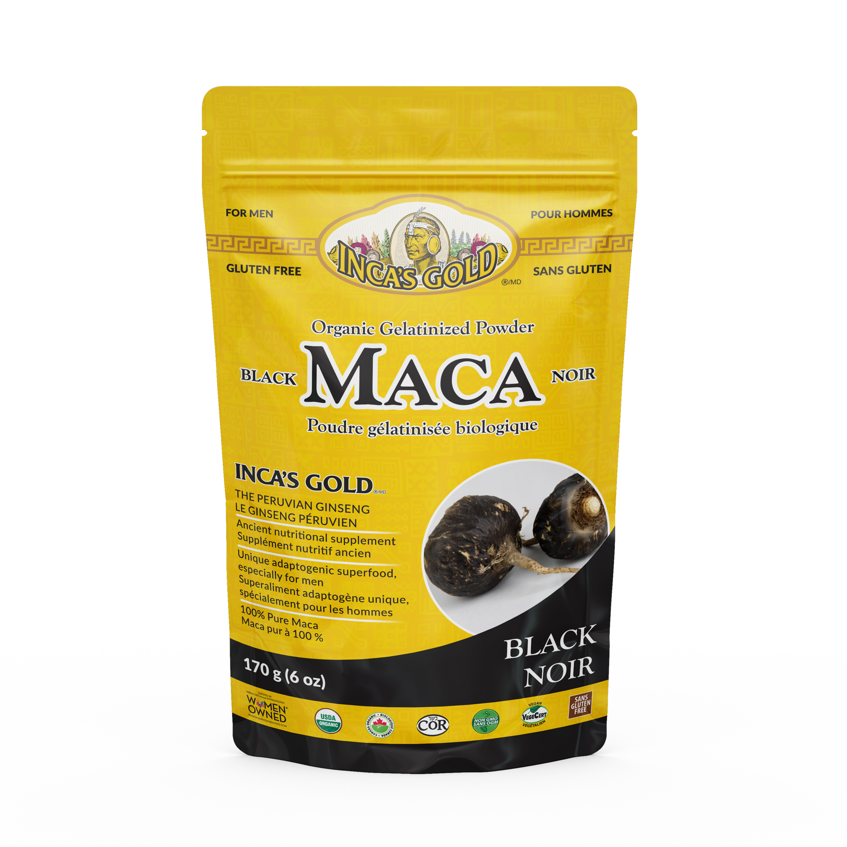 Inca's Gold Organic Gelatinized Black Maca Powder 170g