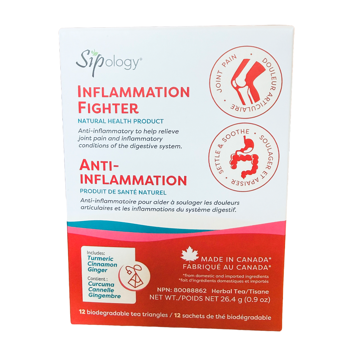Sipology Inflammation Fighter 12 Biodegradable Tea Triangles