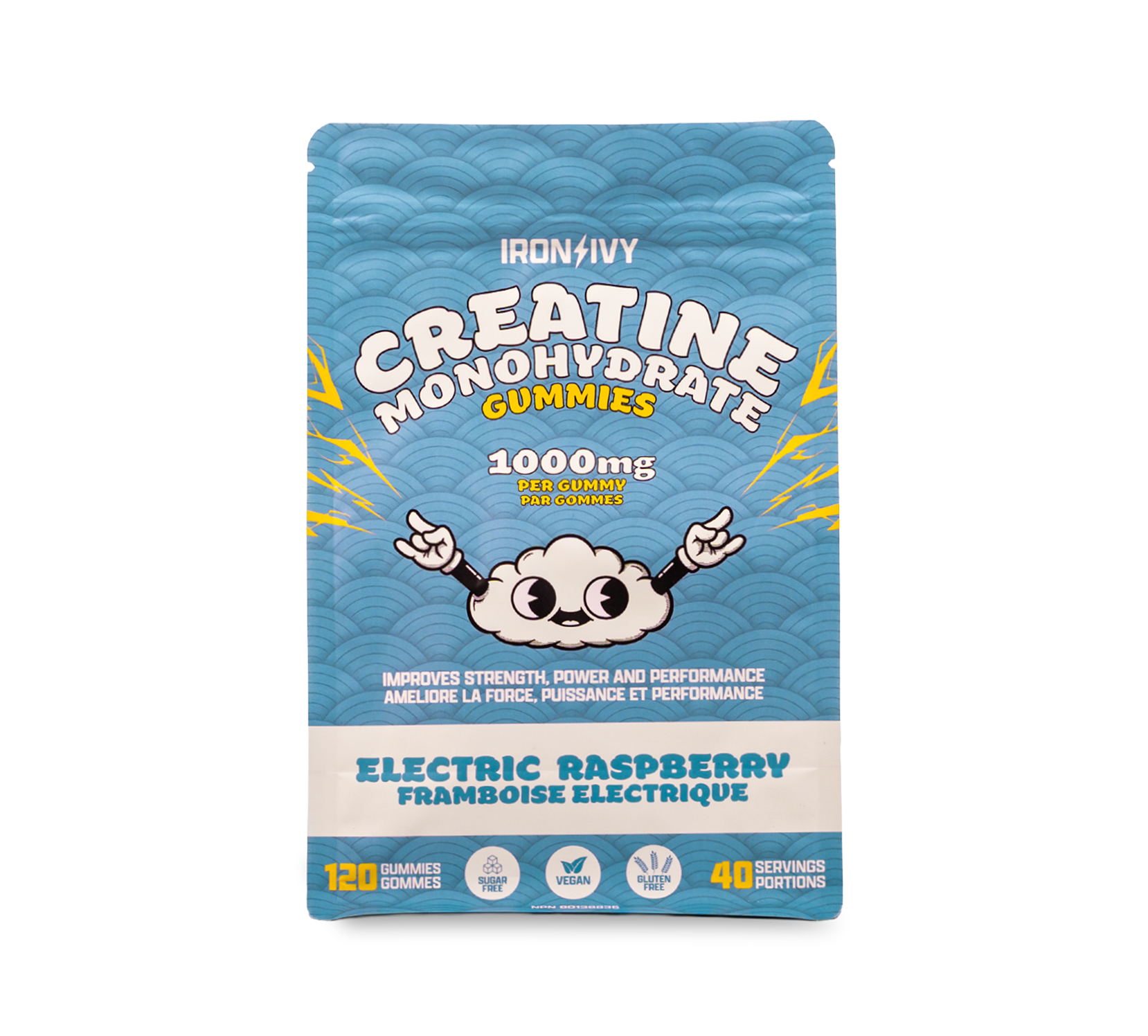 Iron & Ivy Creatine Monohydrate Gummies 1000mg Electric Raspberry 120 Gummies