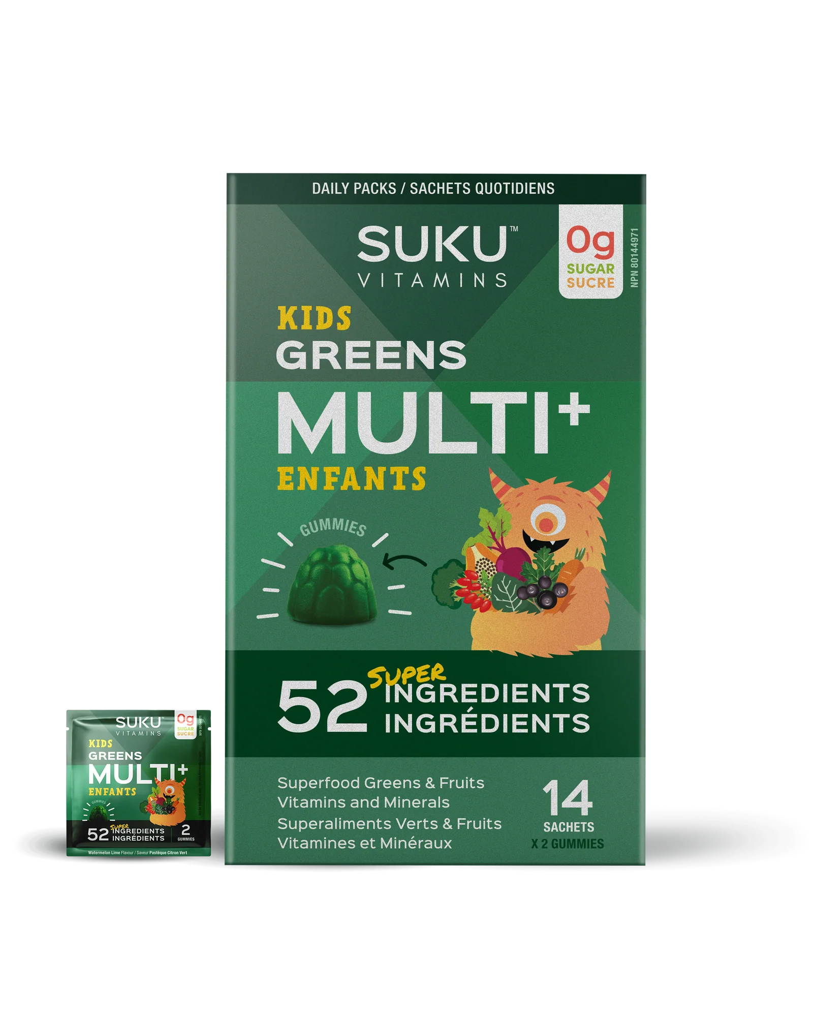 SUKU Kids Greens Multi+ 14 Sachets (2 Gummies per Sachet)