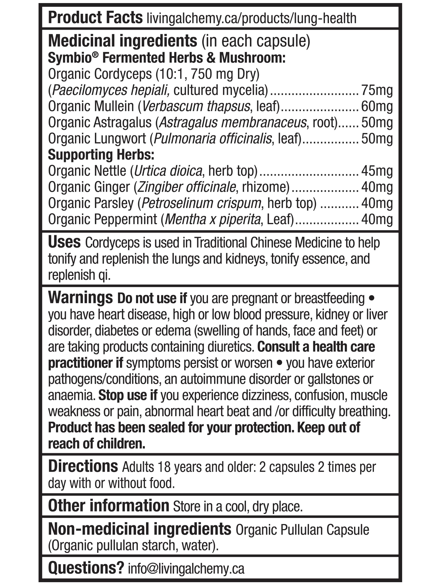 Living Alchemy Lung Health+ 60 Vegetarian Capsules
