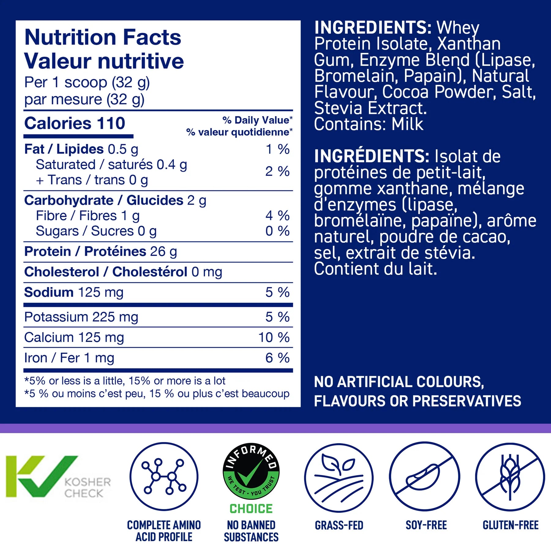 LeanFit Sport Grass-Fed Whey Protein Isolate Chocolate 916g