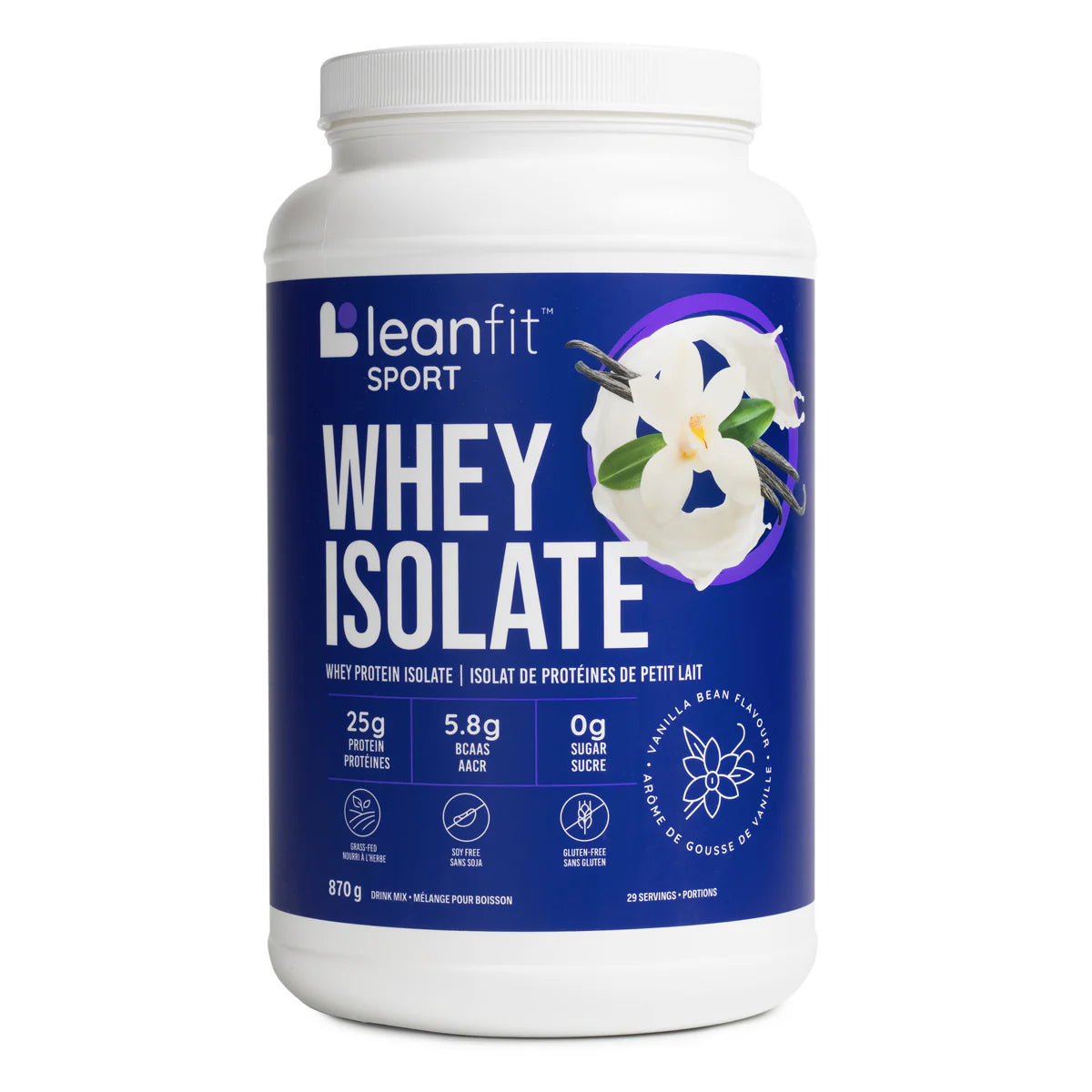 LeanFit Sport Grass-Fed Whey Protein Isolate Vanilla 832g