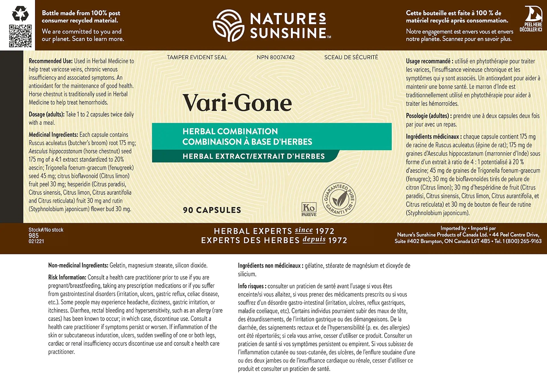 Nature's Sunshine Vari-Gone 90 Capsules