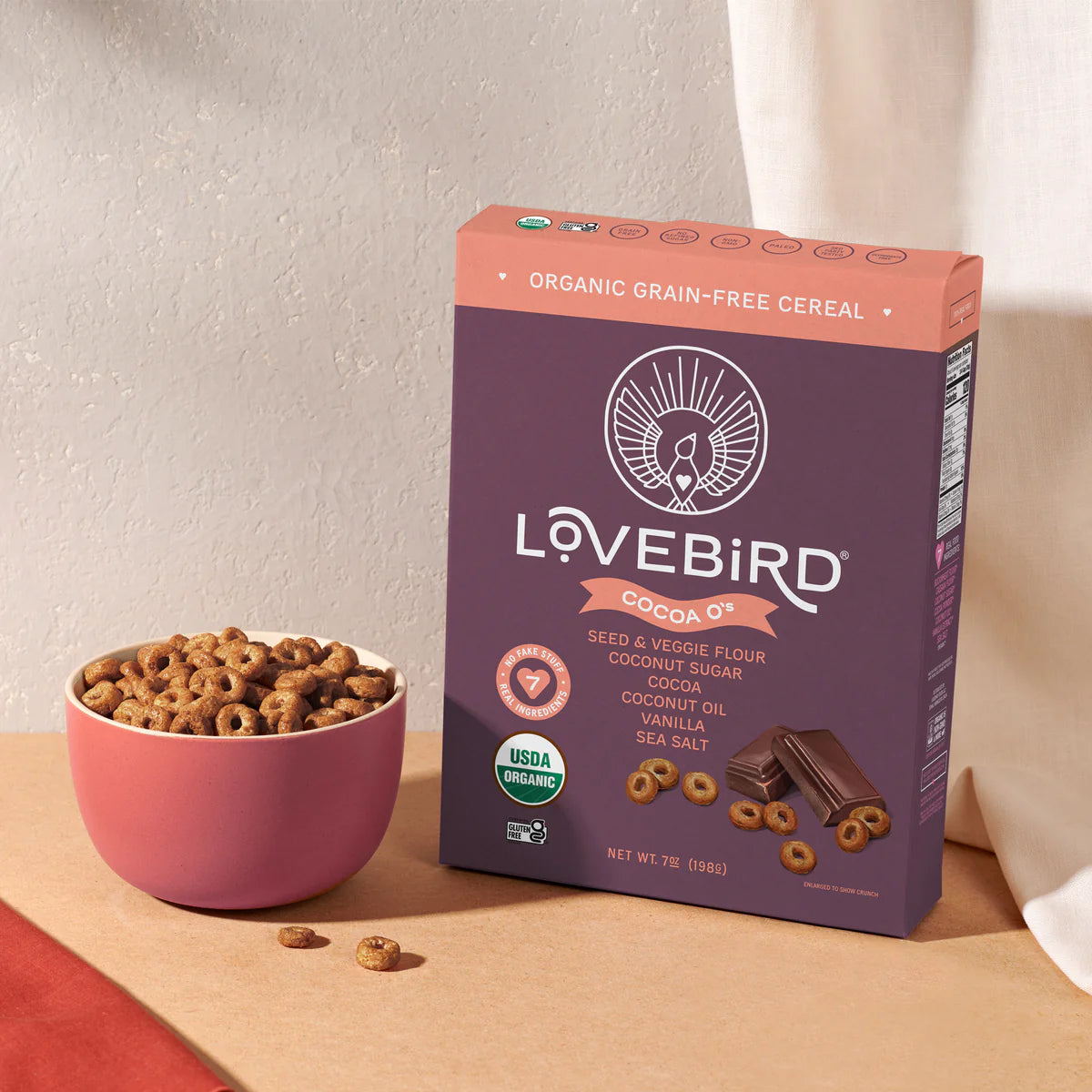 Lovebird Organic Cocoa O's Grain-Free Cereal 198g