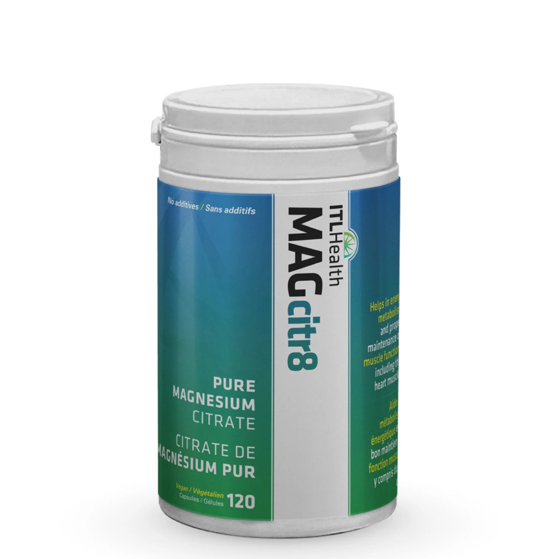 ITL Health MAGcitr8 Magnesium Citrate 120 Vegetarian Capsules