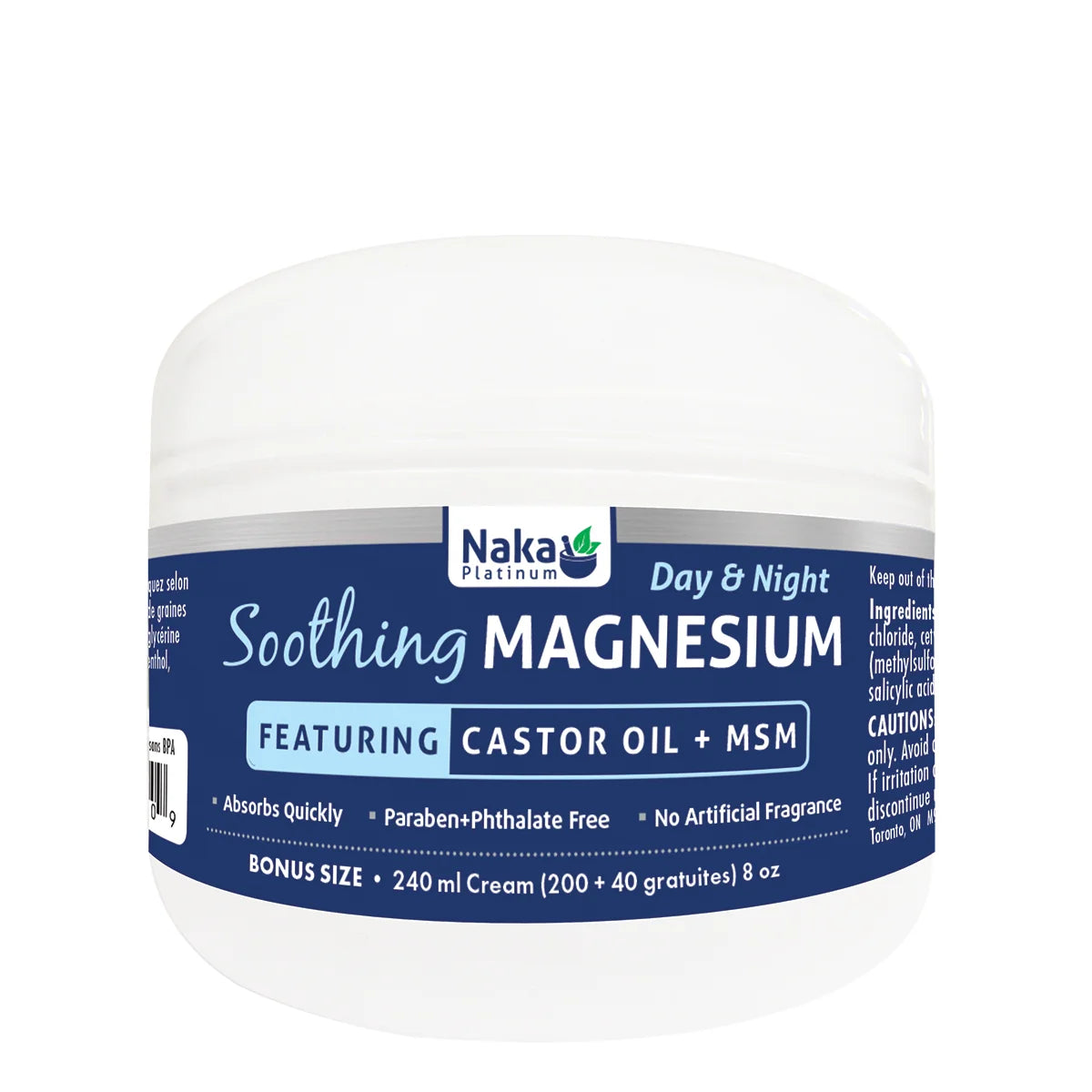 Naka Platinum Soothing Magnesium Topical Cream Bonus Size 120mL