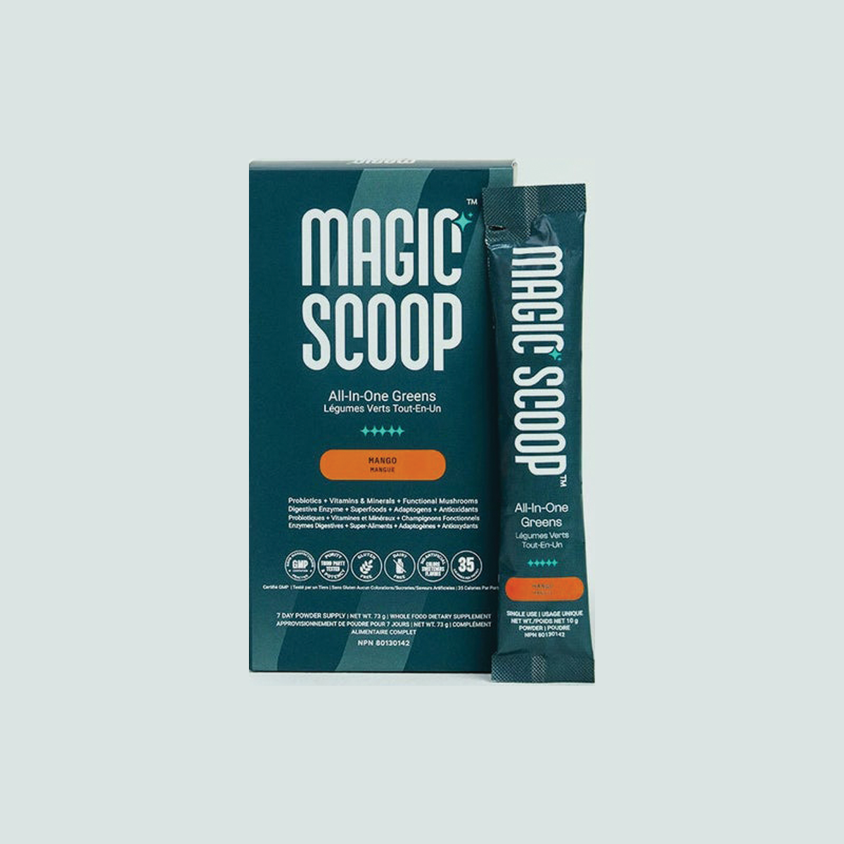 Magic Scoop Mango All-In-One Greens Superfood Blend 7 Sticks (7 Day Supply)