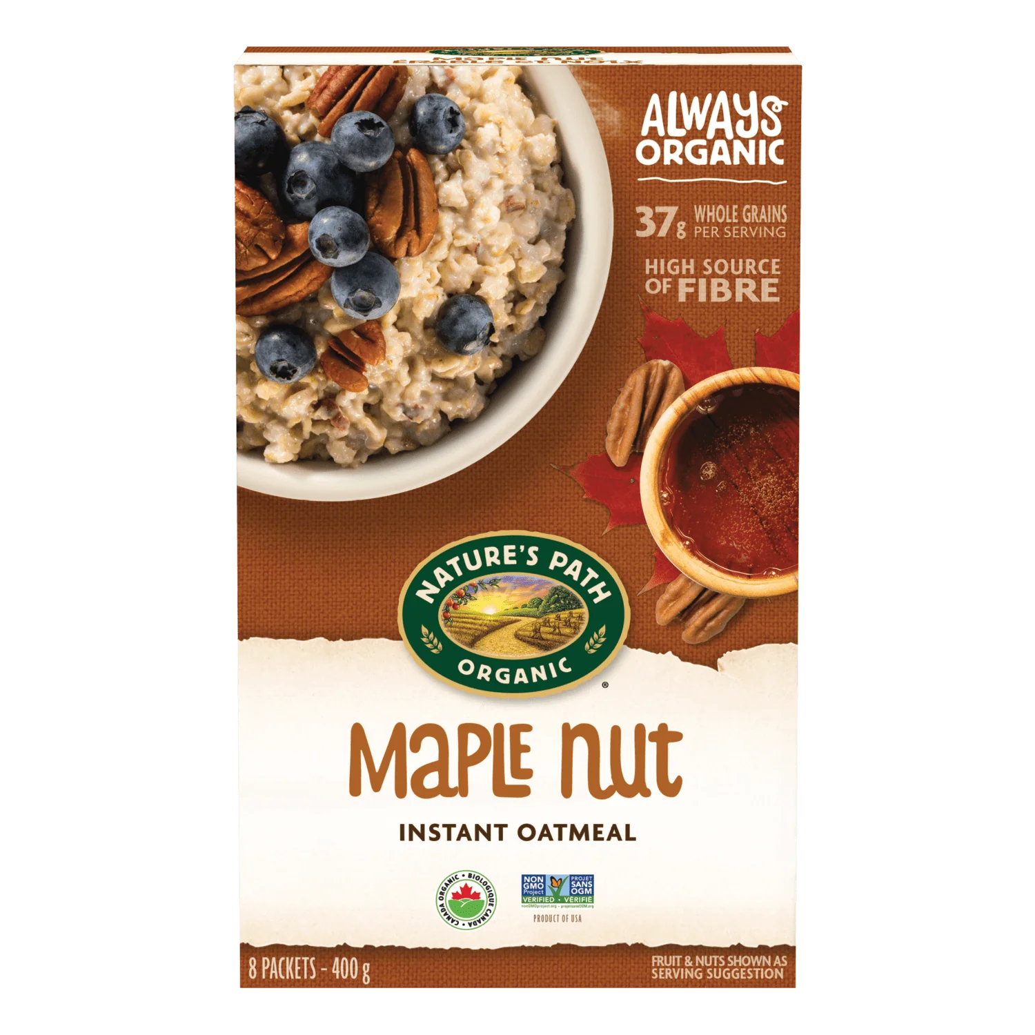 Nature's Path Organic Maple Nut Instant Hot Oatmeal 8 Packets 400g