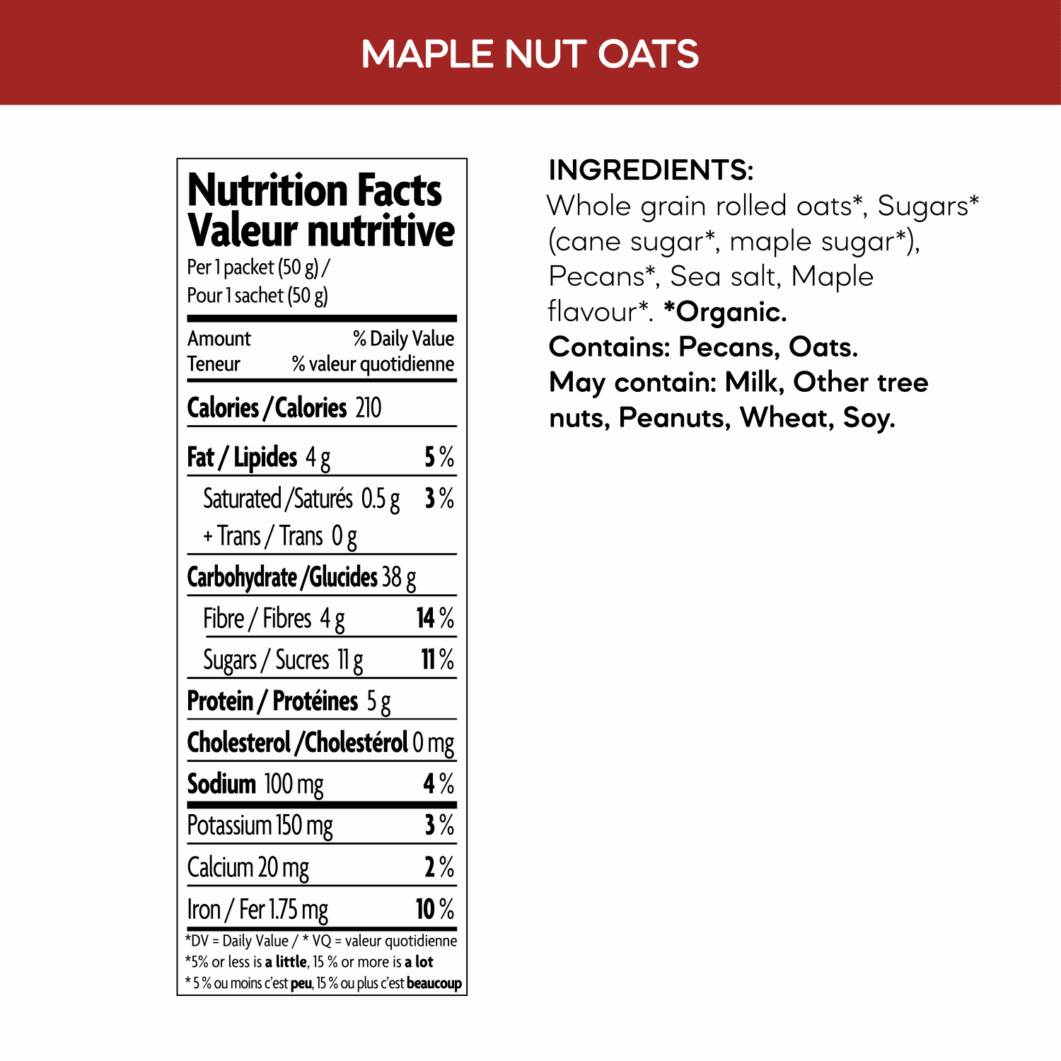 Nature's Path Organic Maple Nut Instant Hot Oatmeal 8 Packets 400g