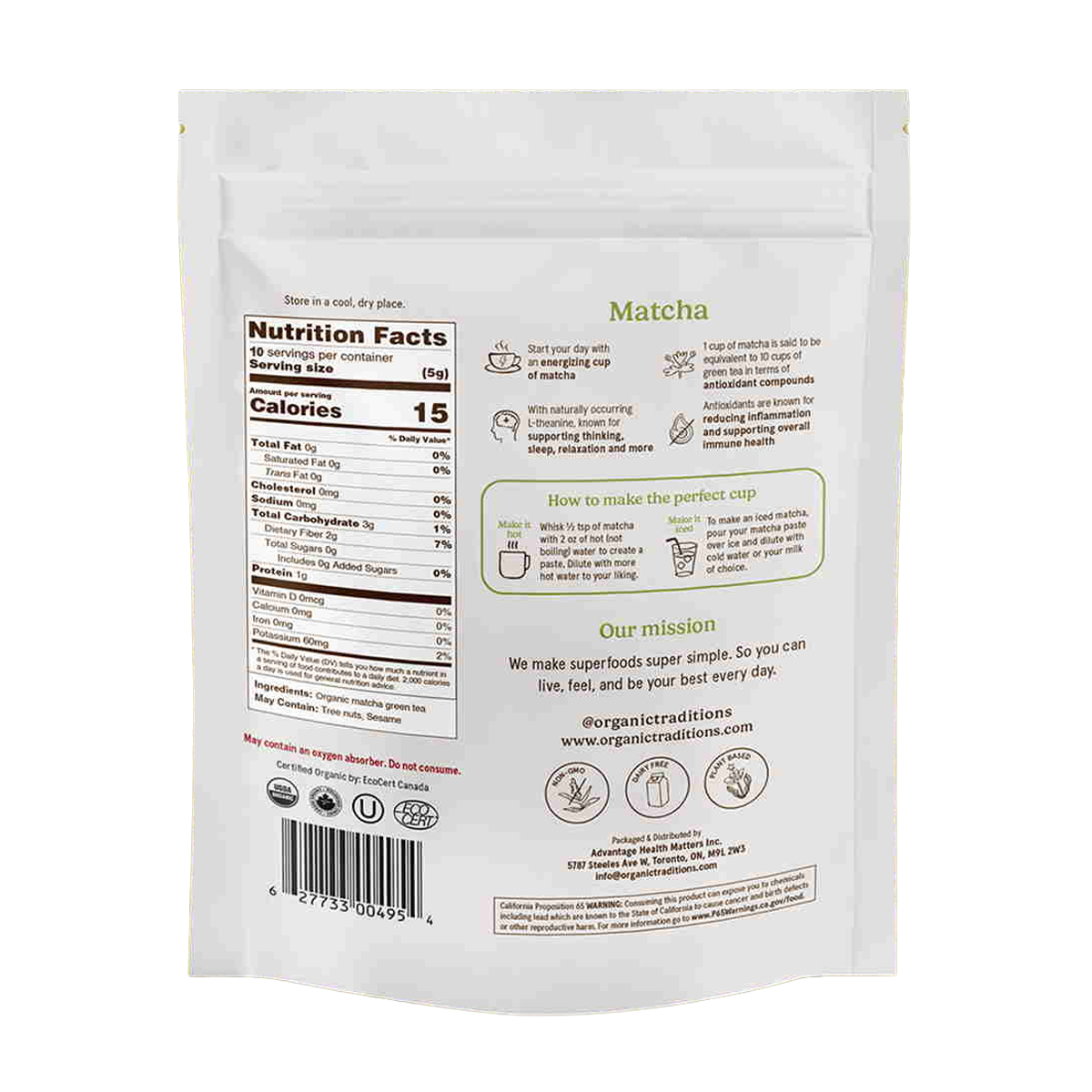 Organic Traditions Premium Matcha Tea 100g