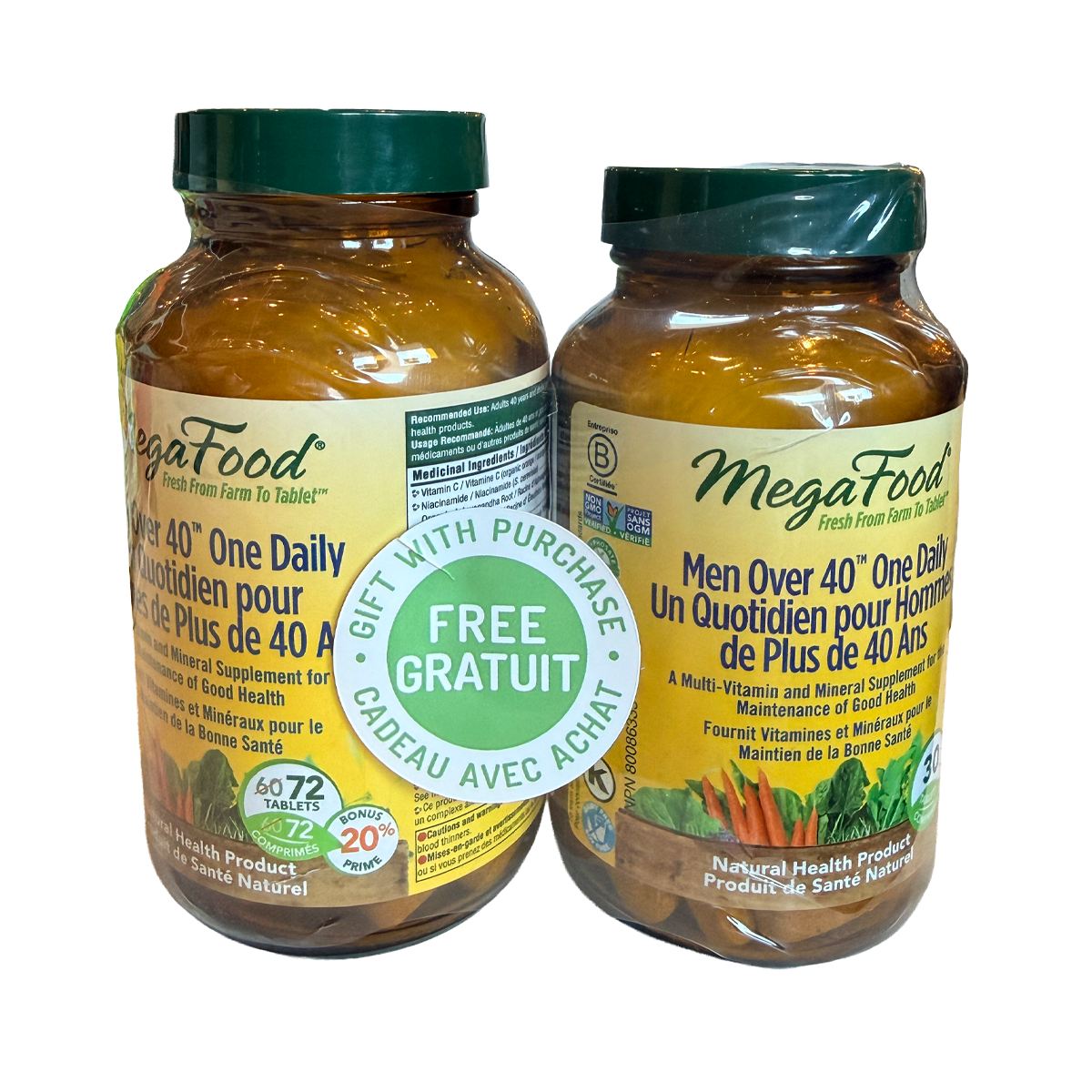 MegaFood Men Over 40 One Daily Bonus 72 Tablets + FREE 30 Tablets