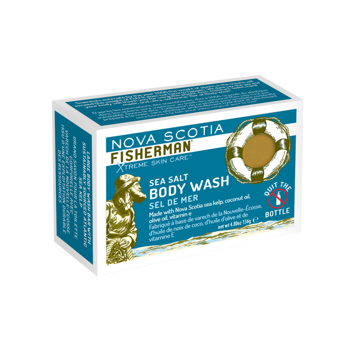Nova Scotia Fisherman Sea Salt Body Wash Bar Soap 136g