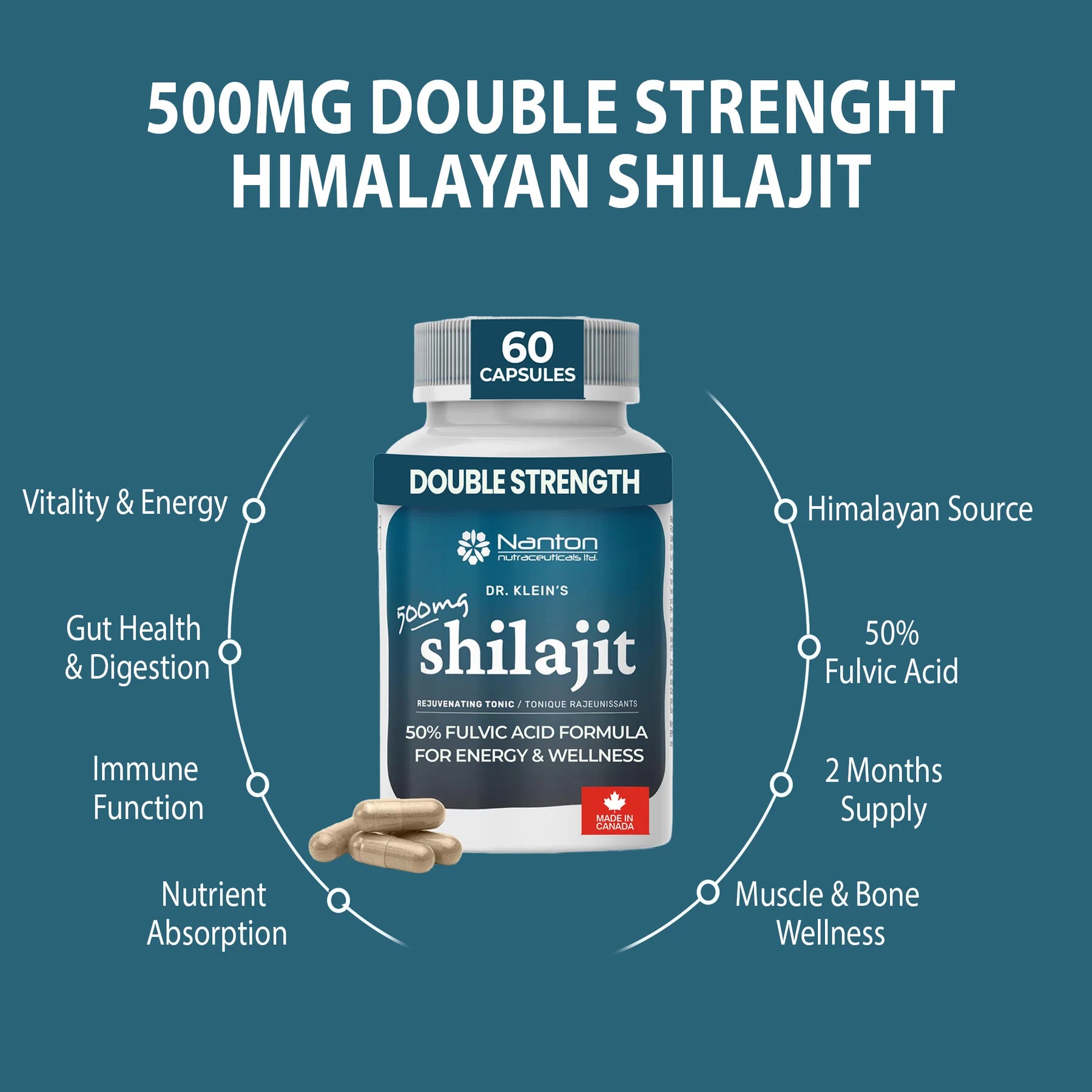 Nanton Shilajit 500mg 60 Vegetarian Capsules