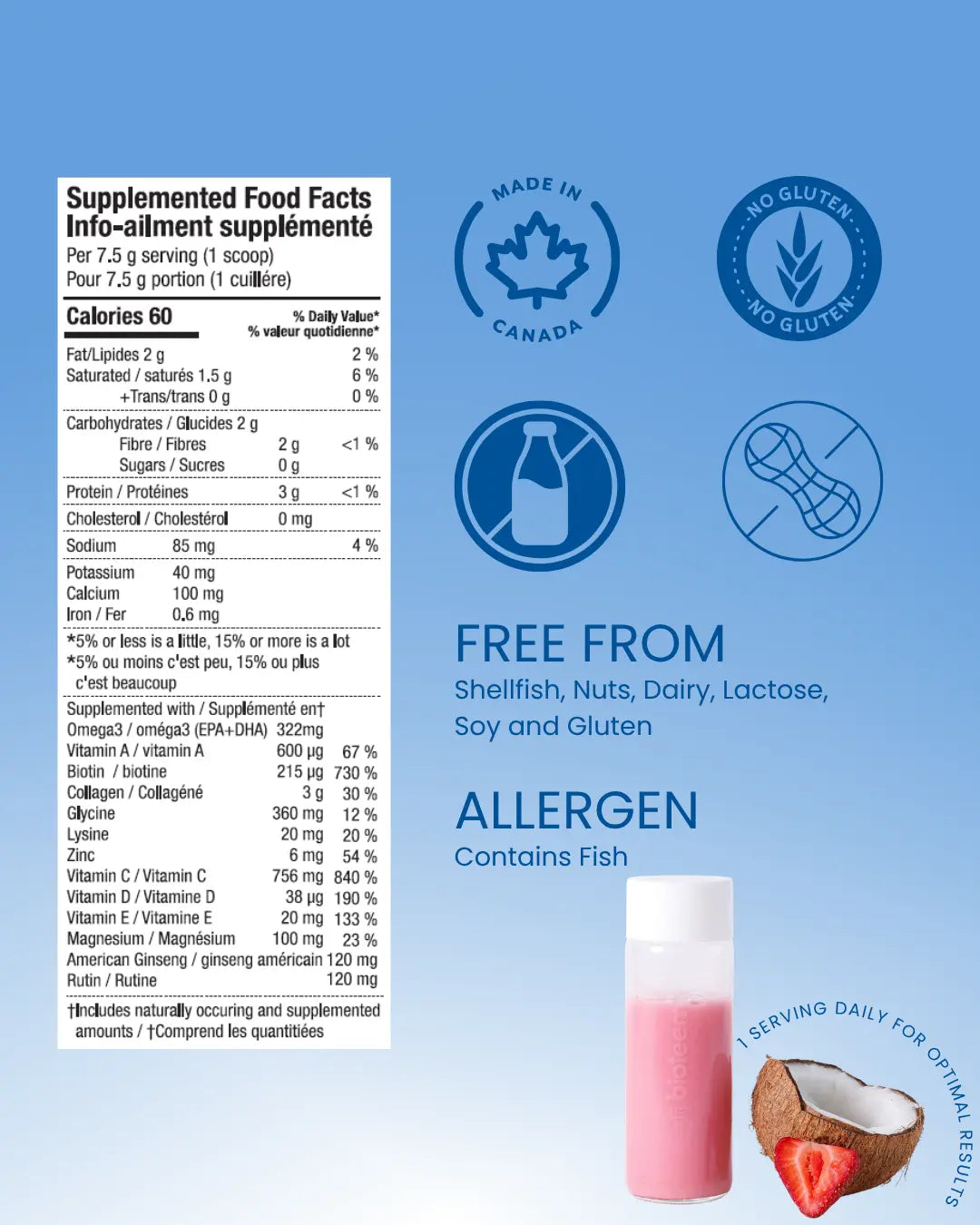 Bioteem40 Skin & Immune Support Powder Strawberry CASE of 14 Sachets