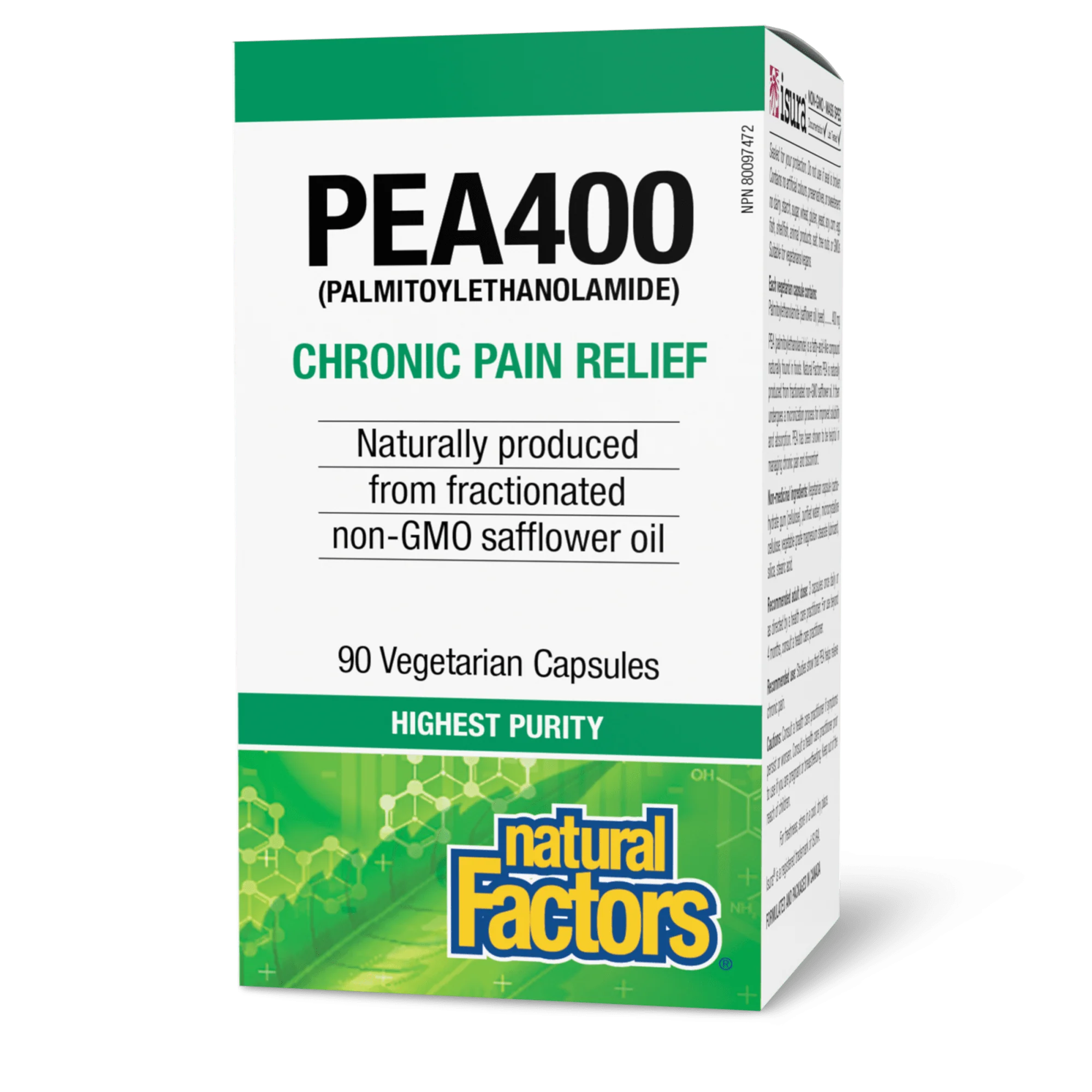 Natural Factors PEA400 Chronic Pain Relief 90 Vegetarian Capsules