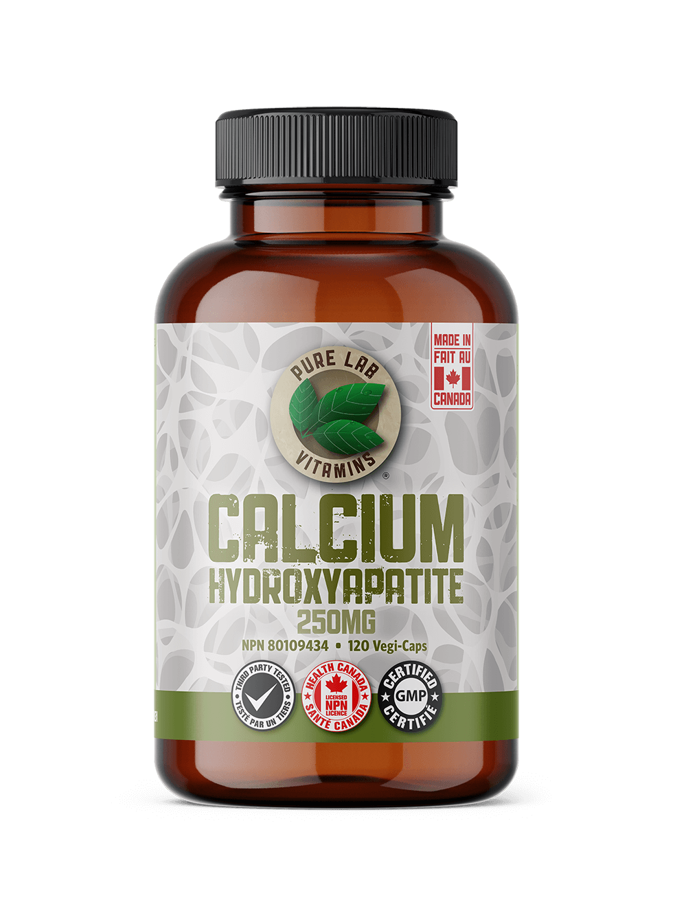 Pure Lab Vitamins Calcium Hydroxyapatite 250mg 120 Vegetarian Capsules
