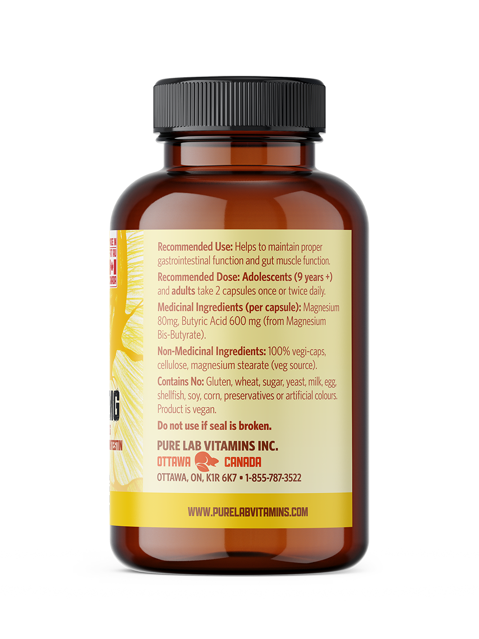 Pure Lab Vitamins Magnesium Butyrate 120 Vegetarian Capsules