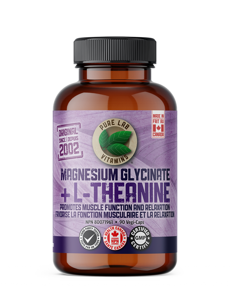 Pure Lab Magnesium Glycinate + L-Theanine 90 Vegetarian Capsules