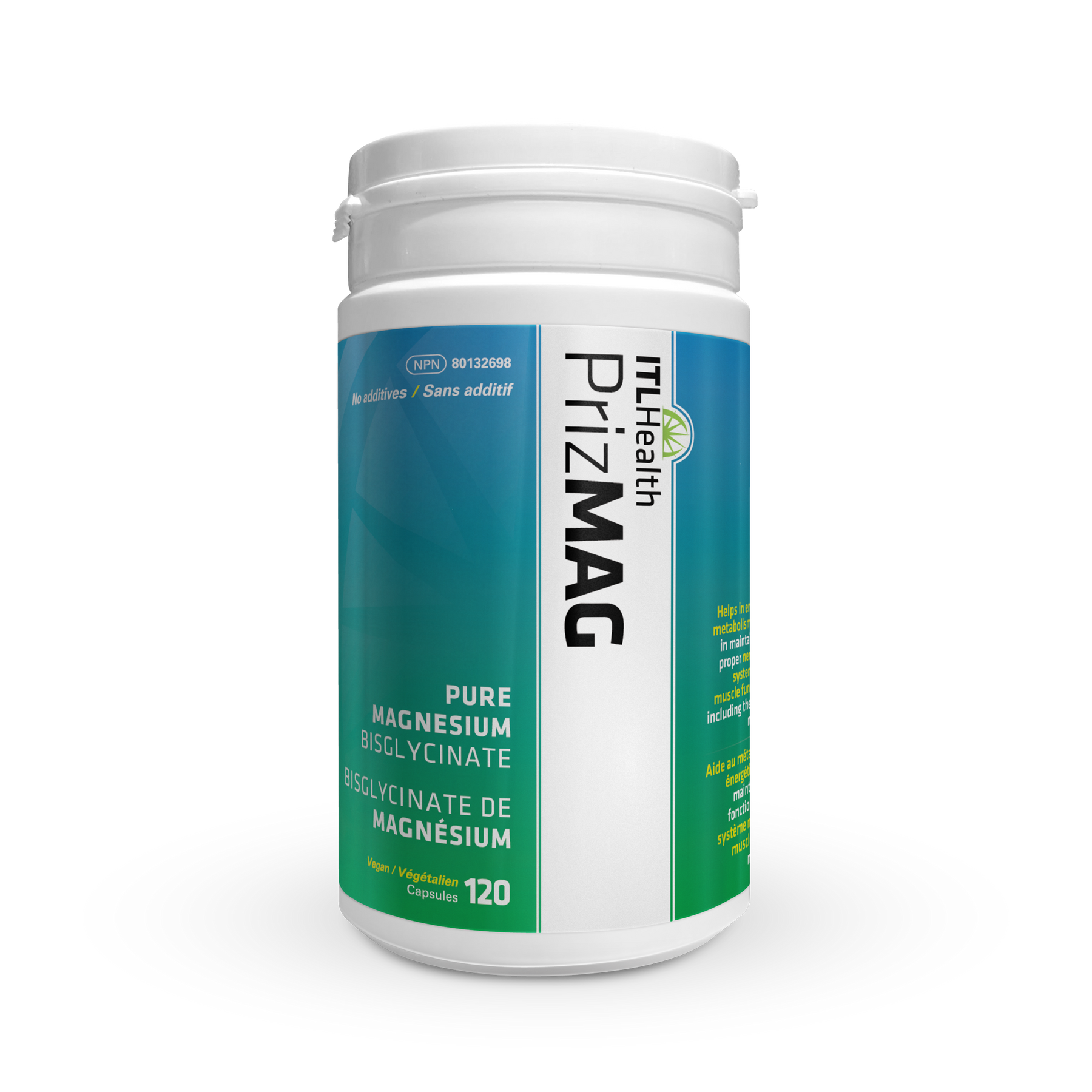 ITL Health PrizMAG PURE Magnesium Bisglycinate 120 Vegetarian Capsules