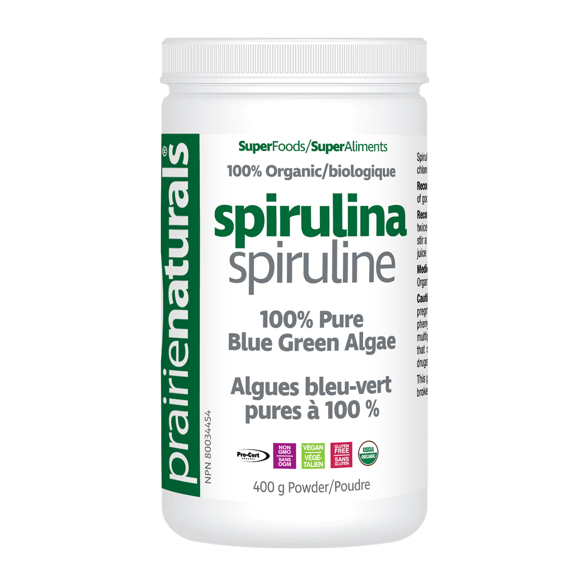 Prairie Naturals Organic Spirulina 400g